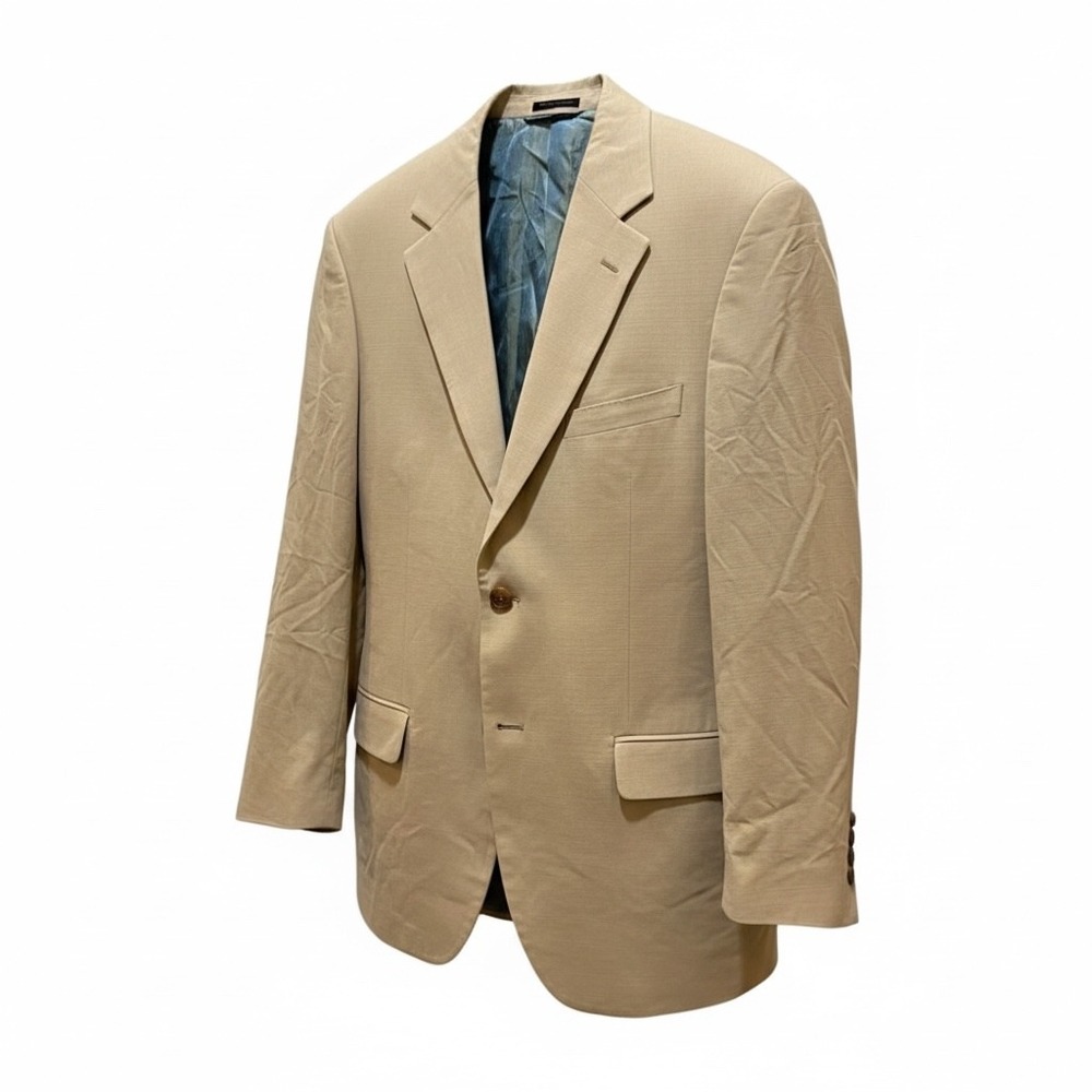 Ibiza Mens Silk Blazer Sport Coat Two Button Tan Beige Menswear Jacket 40R